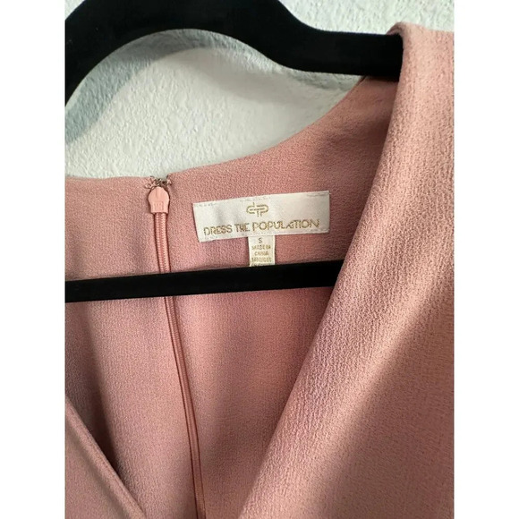 NWT Dress the Population Catalina Fit & Flare Cocktail Midi Dress Size S Blush - Picture 9 of 16